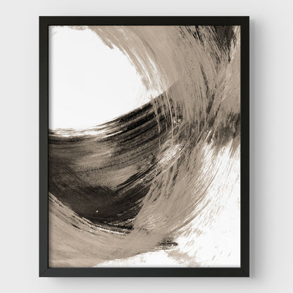 Black and Tan Curved Brushstrokes II Print