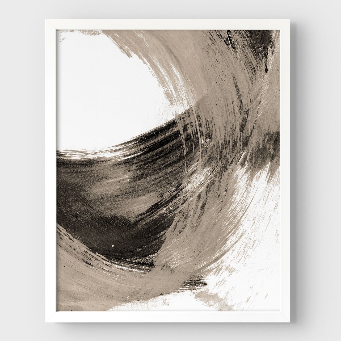 Black and Tan Curved Brushstrokes II Print