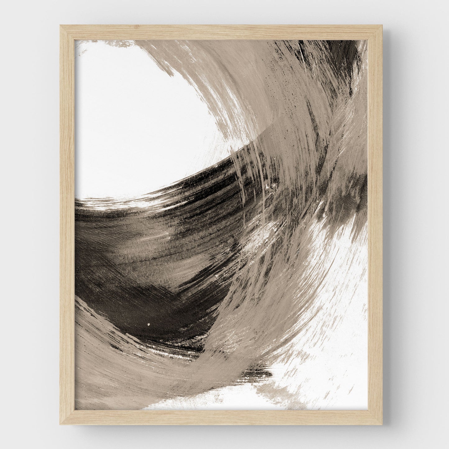 Black and Tan Curved Brushstrokes II Print