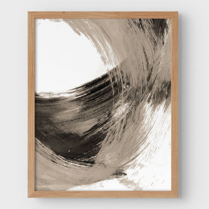 Black and Tan Curved Brushstrokes II Print