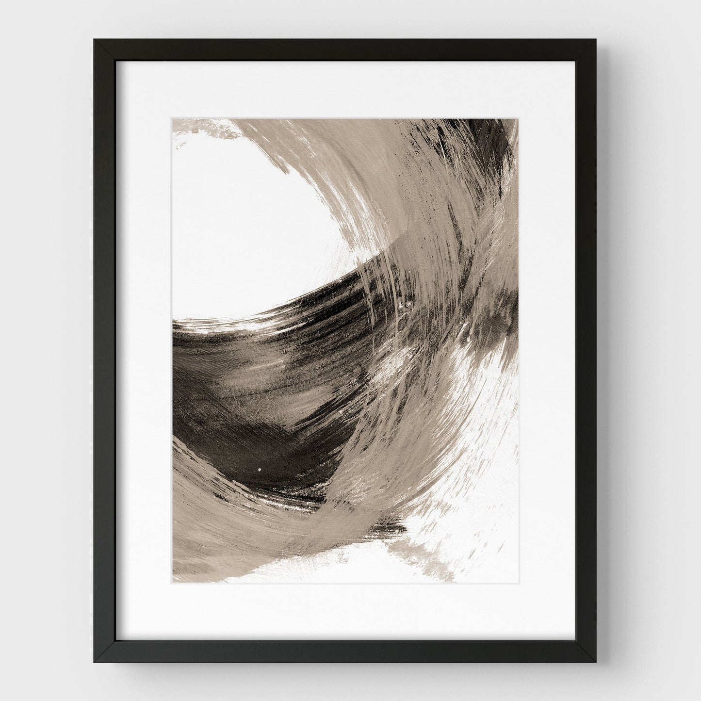 Black and Tan Curved Brushstrokes II Print