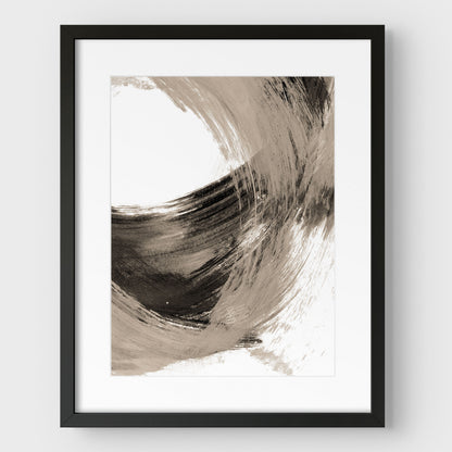 Black and Tan Curved Brushstrokes II Print