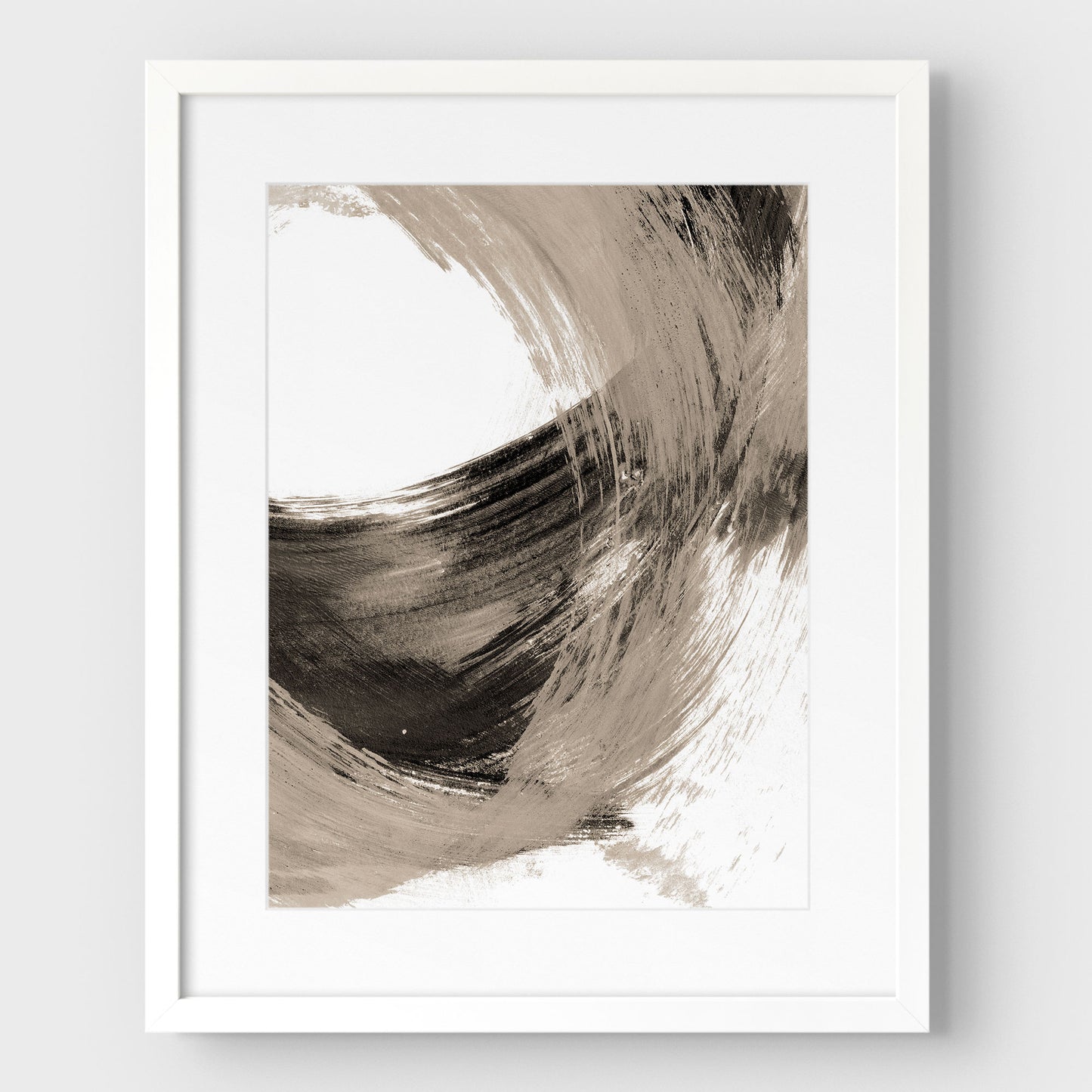 Black and Tan Curved Brushstrokes II Print