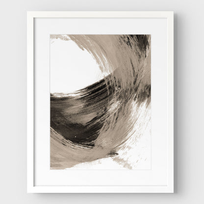 Black and Tan Curved Brushstrokes II Print