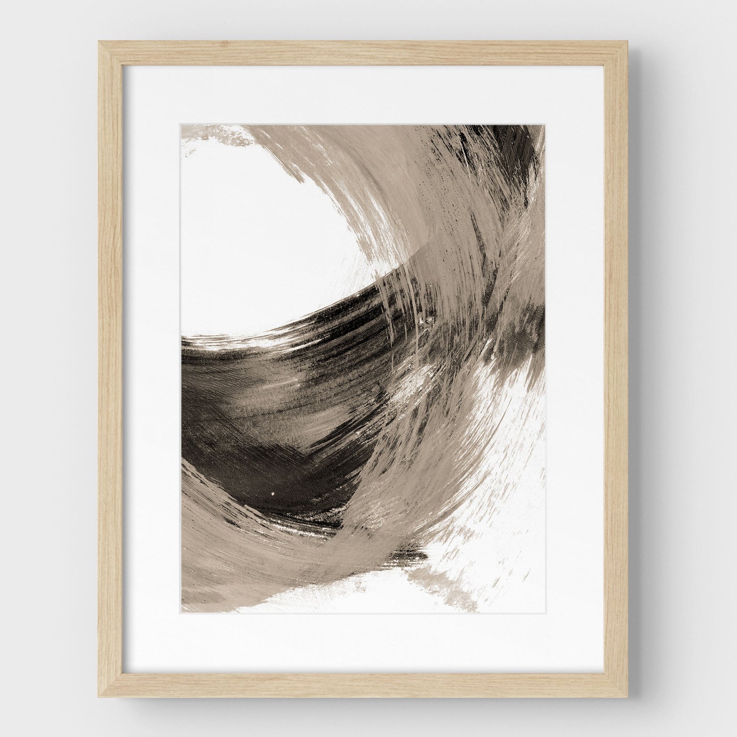 Black and Tan Curved Brushstrokes II Print