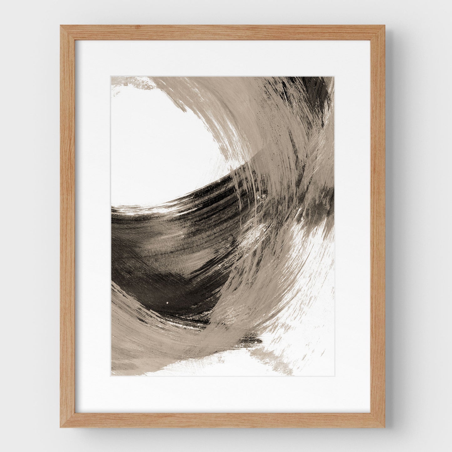 Black and Tan Curved Brushstrokes II Print