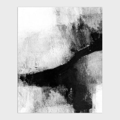 Delve Two - Black and White Modern Abstract Painting Print