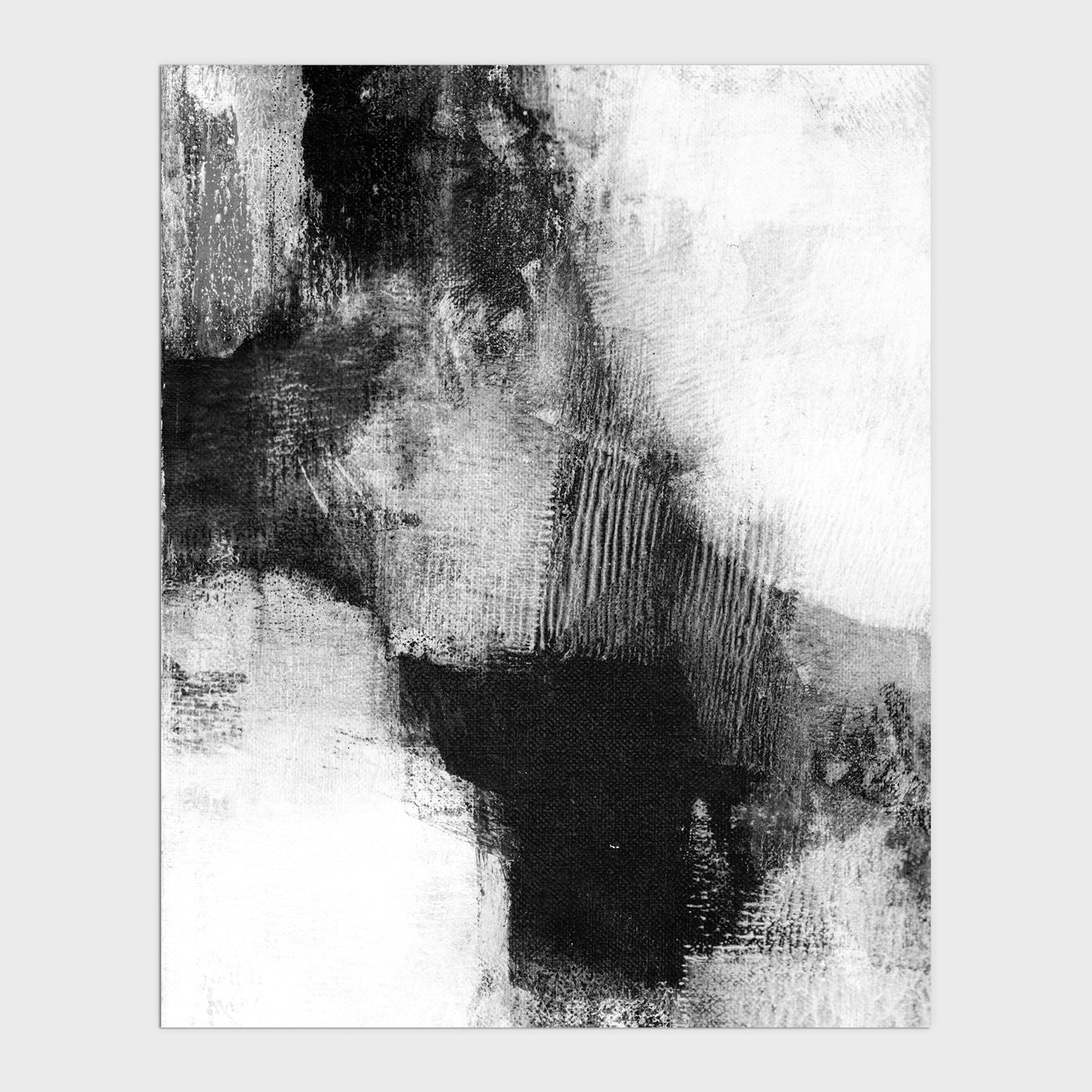 Delve Three - Black and White Modern Abstract Painting Print