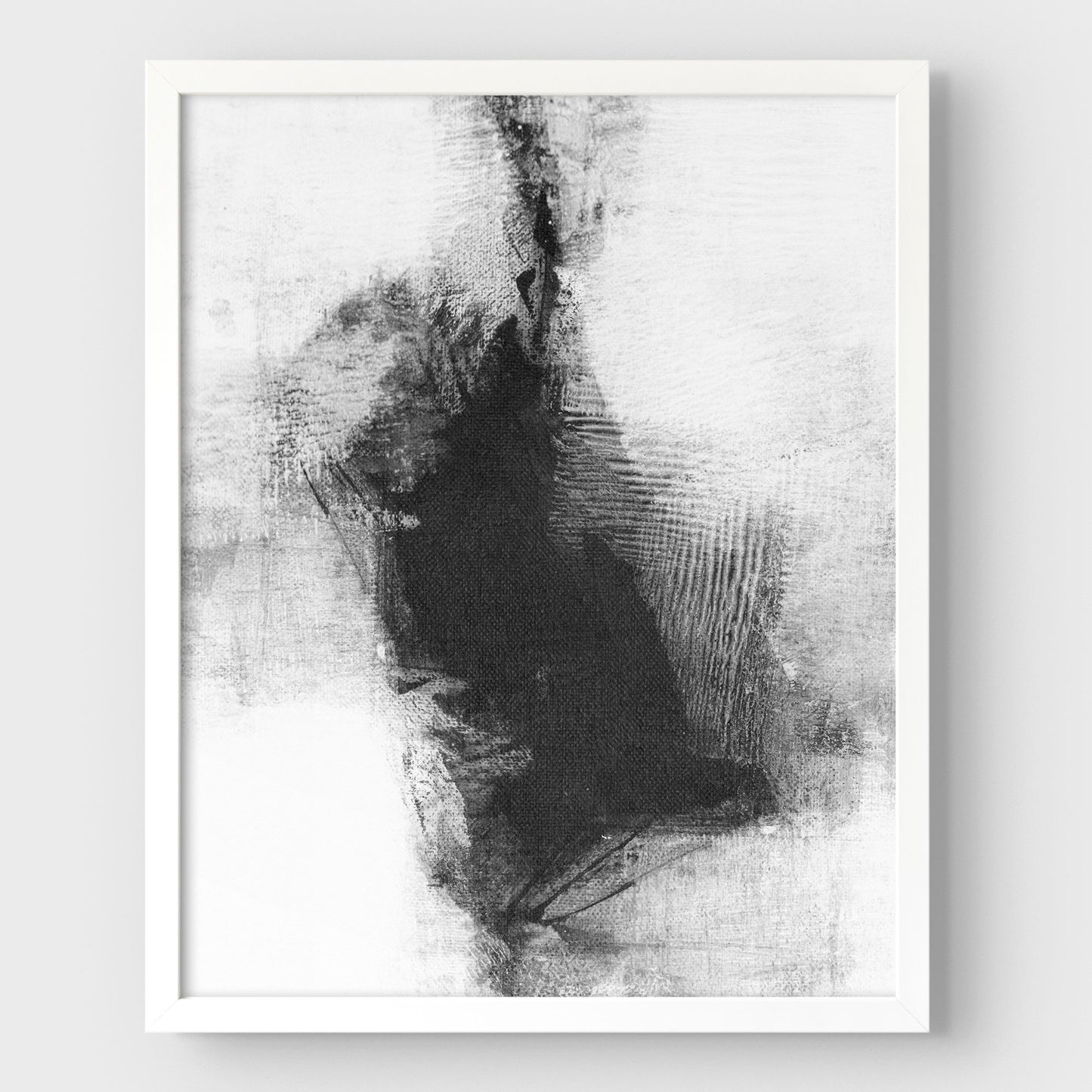 Delve Four - Black and White Modern Abstract Painting Print