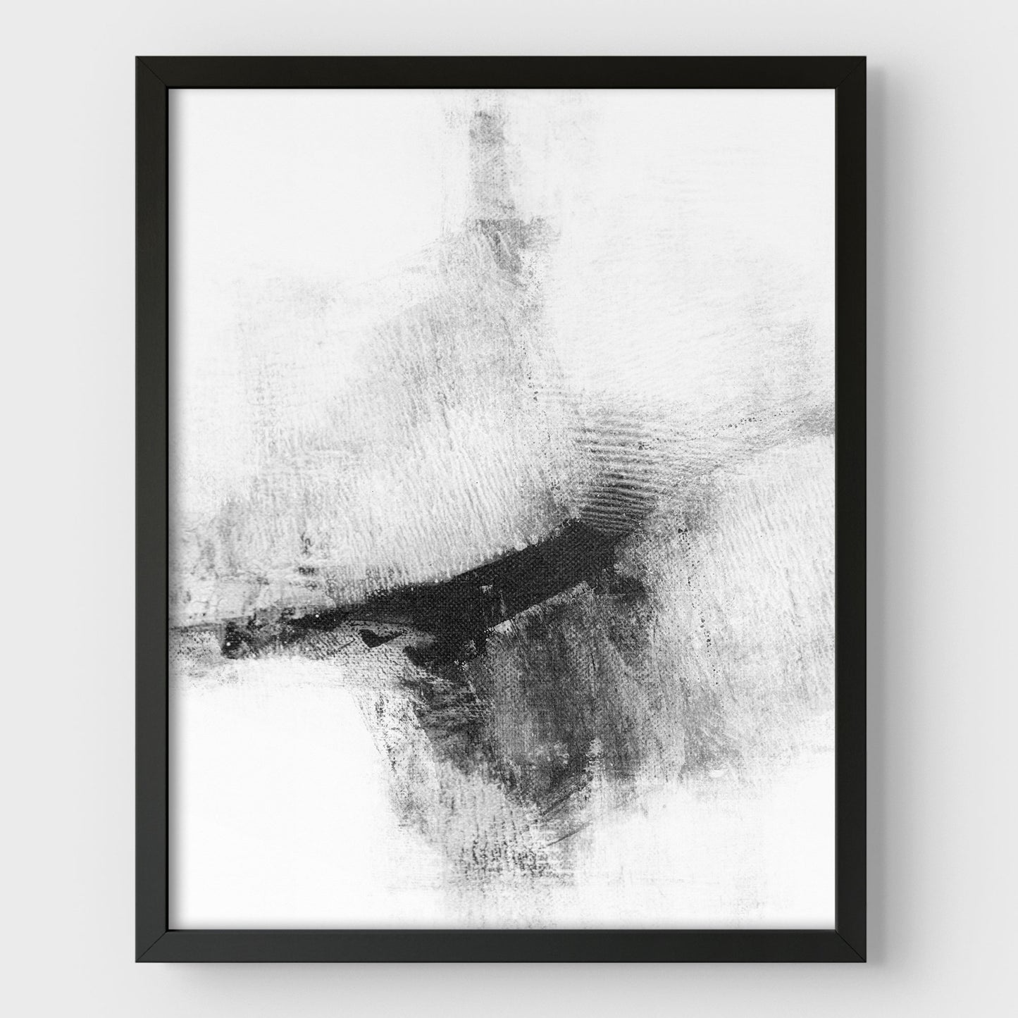 Delve Five - Black and White Modern Abstract Painting Print