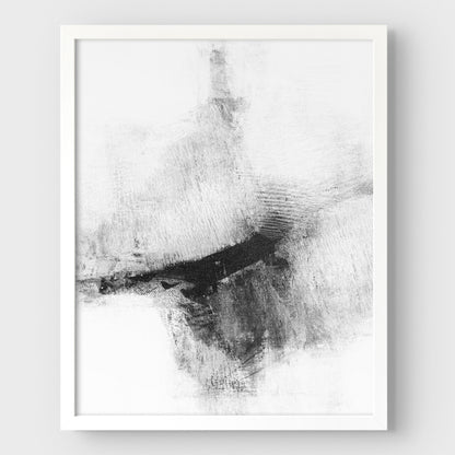 Delve Five - Black and White Modern Abstract Painting Print