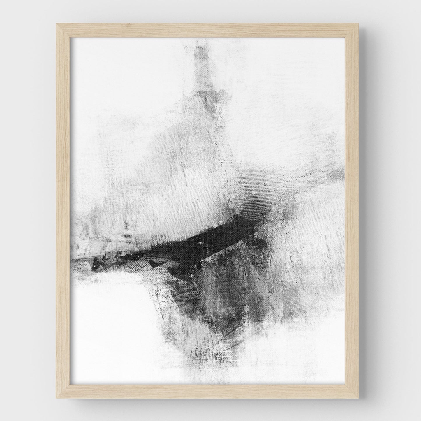 Delve Five - Black and White Modern Abstract Painting Print