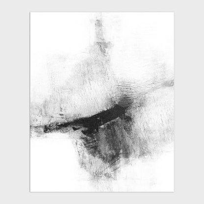 Delve Five - Black and White Modern Abstract Painting Print