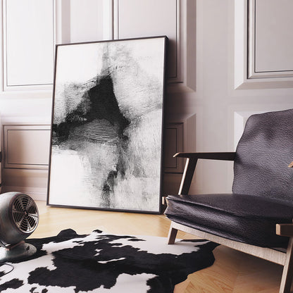 Delve Six - Black and White Modern Abstract Painting Print