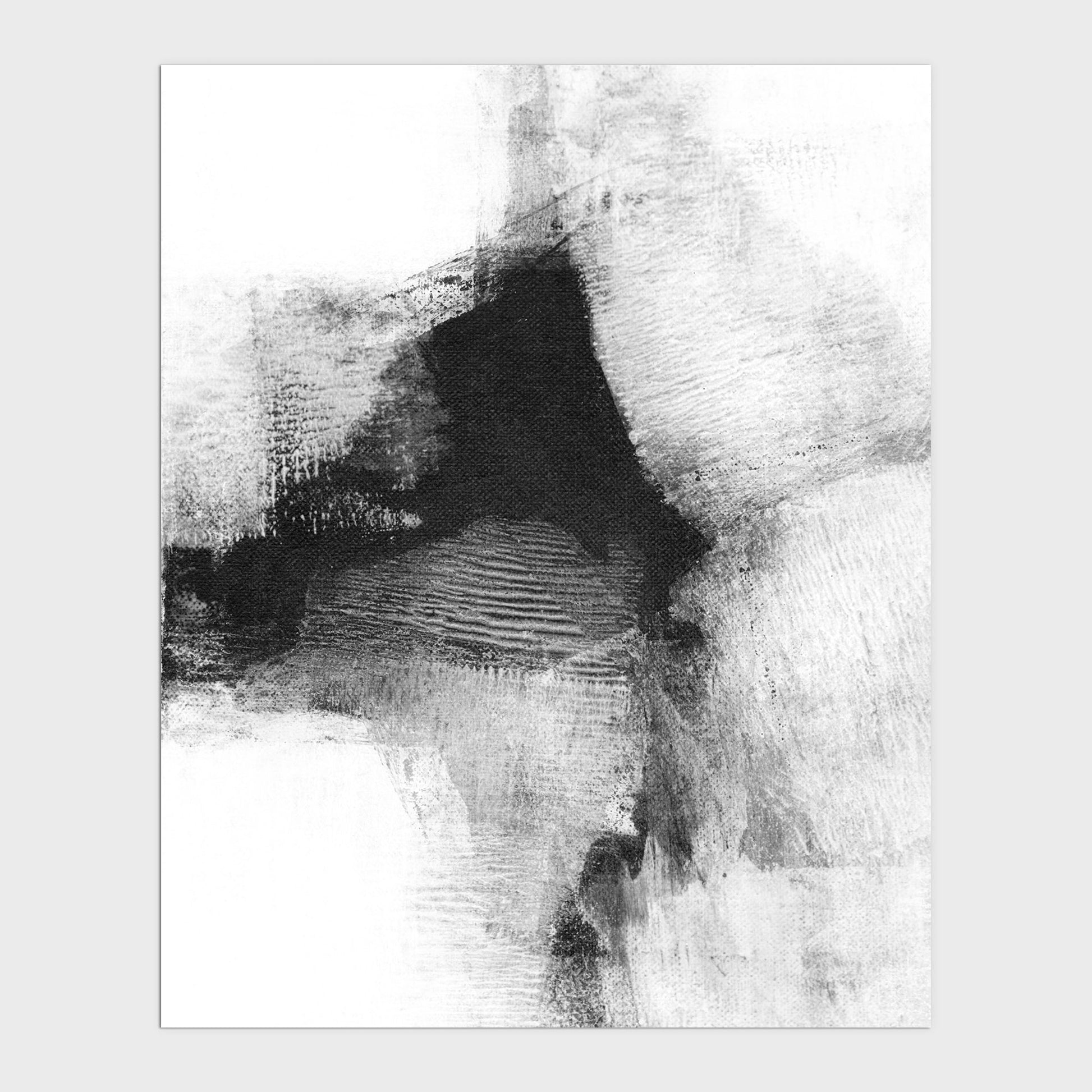 Delve Six - Black and White Modern Abstract Painting Print