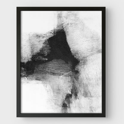 Delve Six - Black and White Modern Abstract Painting Print