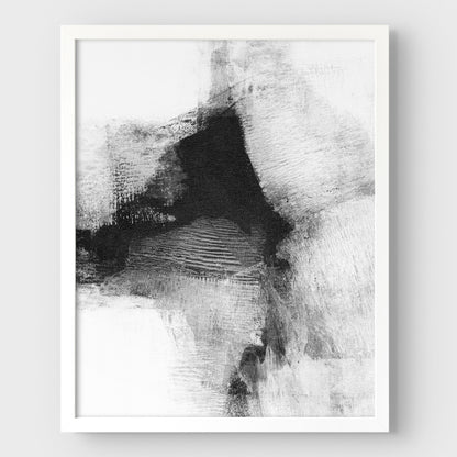 Delve Six - Black and White Modern Abstract Painting Print