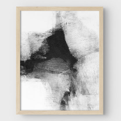 Delve Six - Black and White Modern Abstract Painting Print