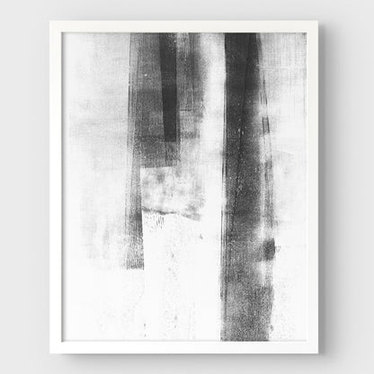 Abstract Black and White Distressed Industrial Monotype Reproduction Print