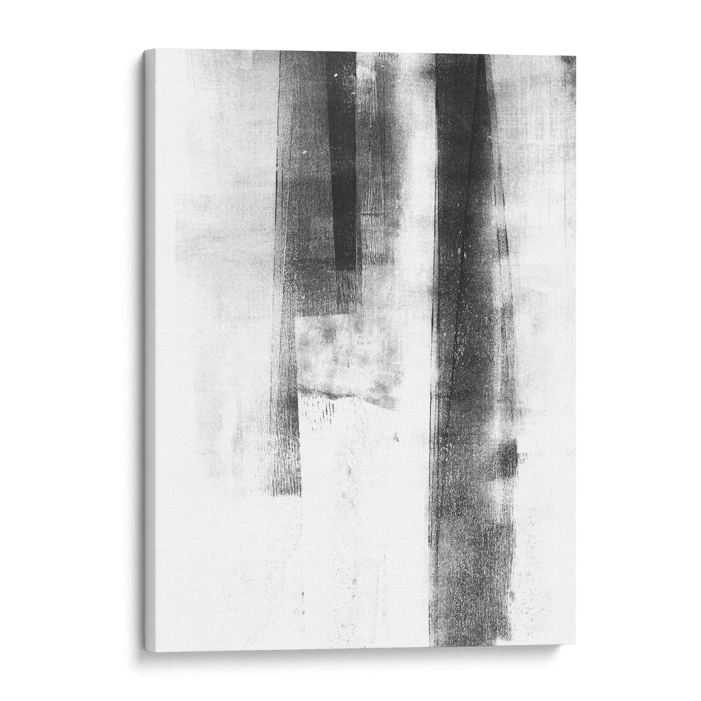 Abstract Black and White Distressed Industrial Monotype Reproduction Print