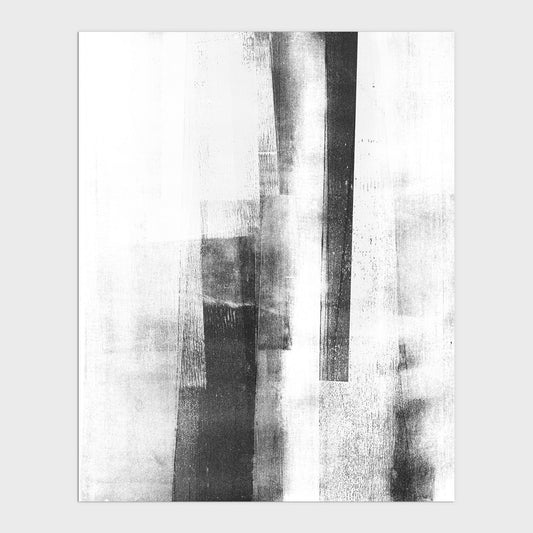 Distressed Industrial Black and White Abstract Monotype Reproduction Print