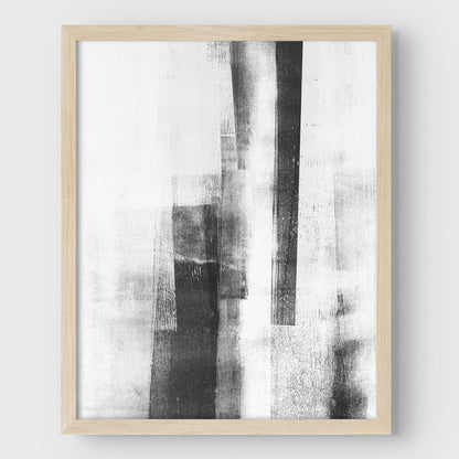 Distressed Industrial Black and White Abstract Monotype Reproduction Print