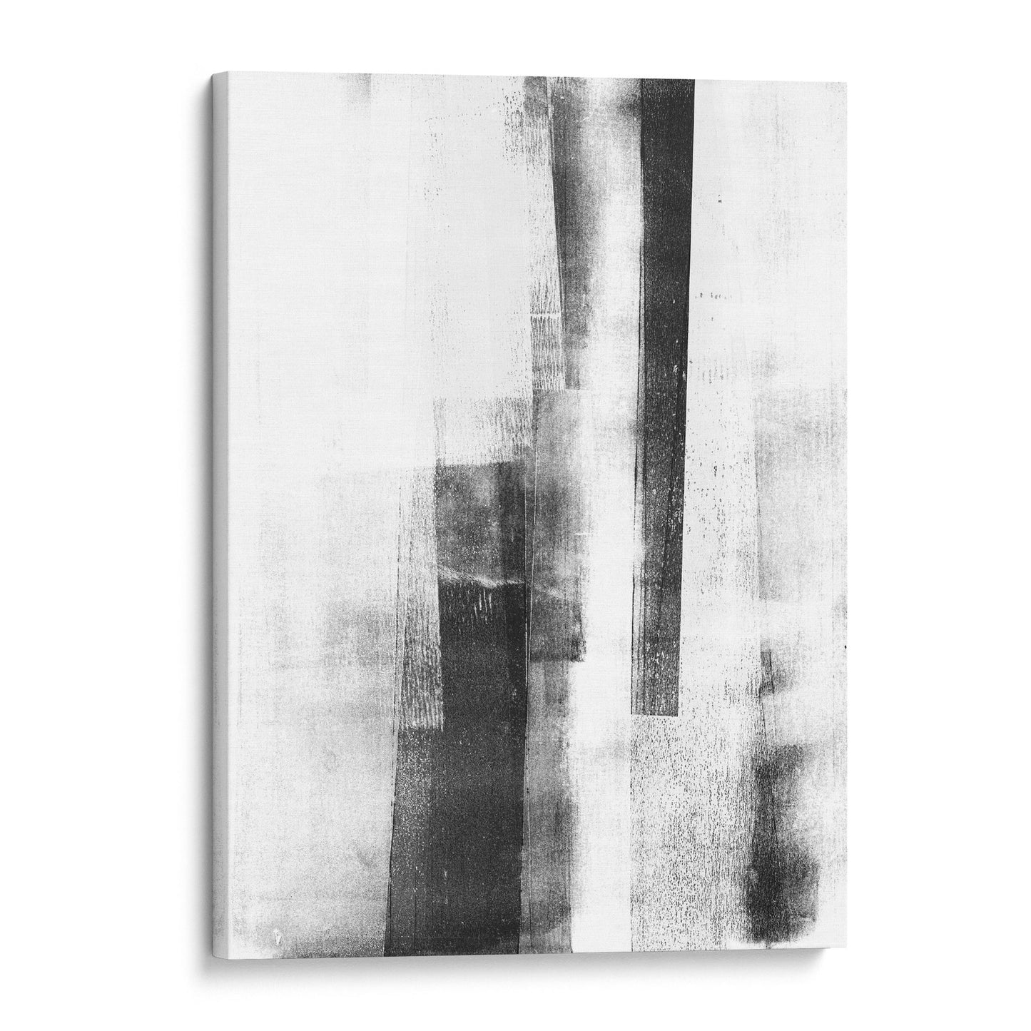 Distressed Industrial Black and White Abstract Monotype Reproduction Print