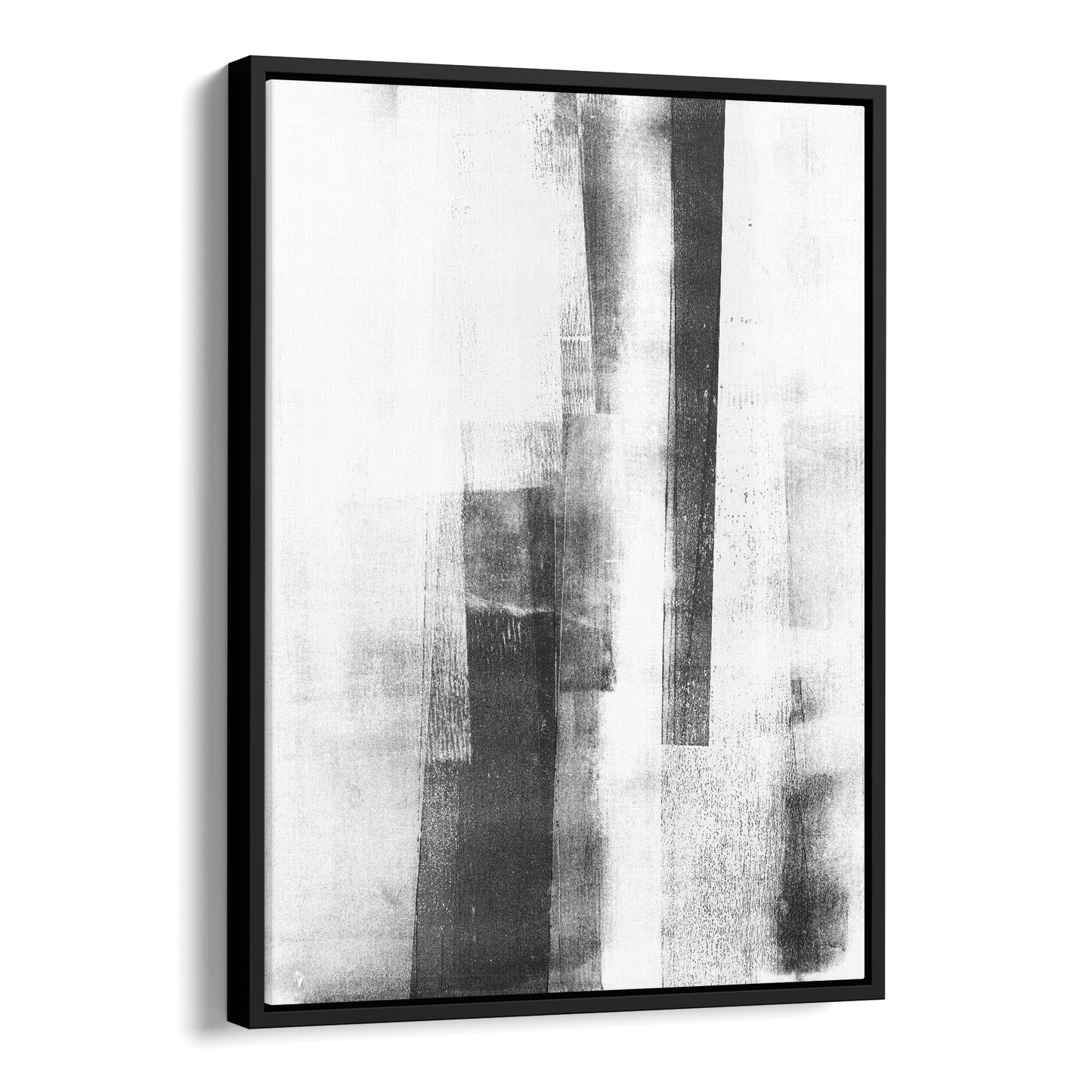 Distressed Industrial Black and White Abstract Monotype Reproduction Print