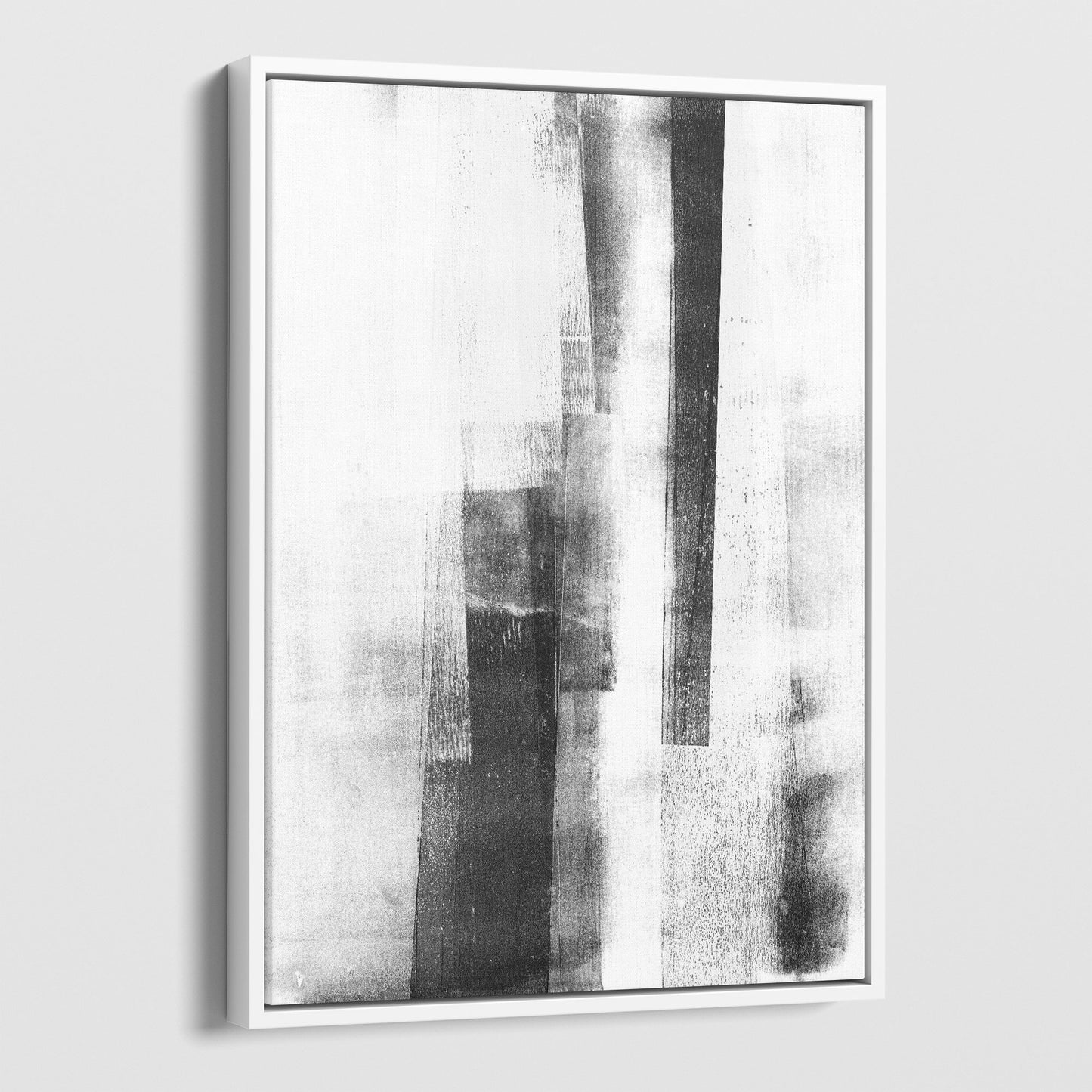 Distressed Industrial Black and White Abstract Monotype Reproduction Print