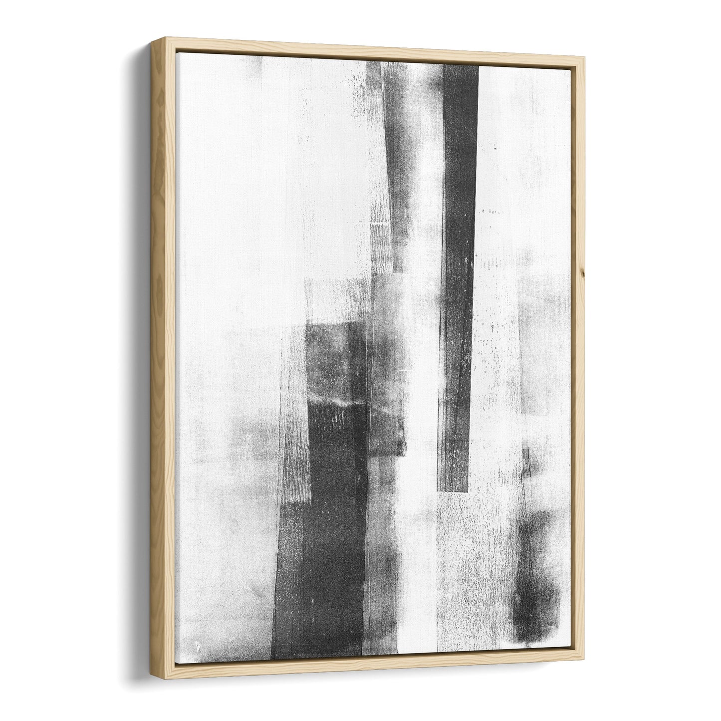 Distressed Industrial Black and White Abstract Monotype Reproduction Print