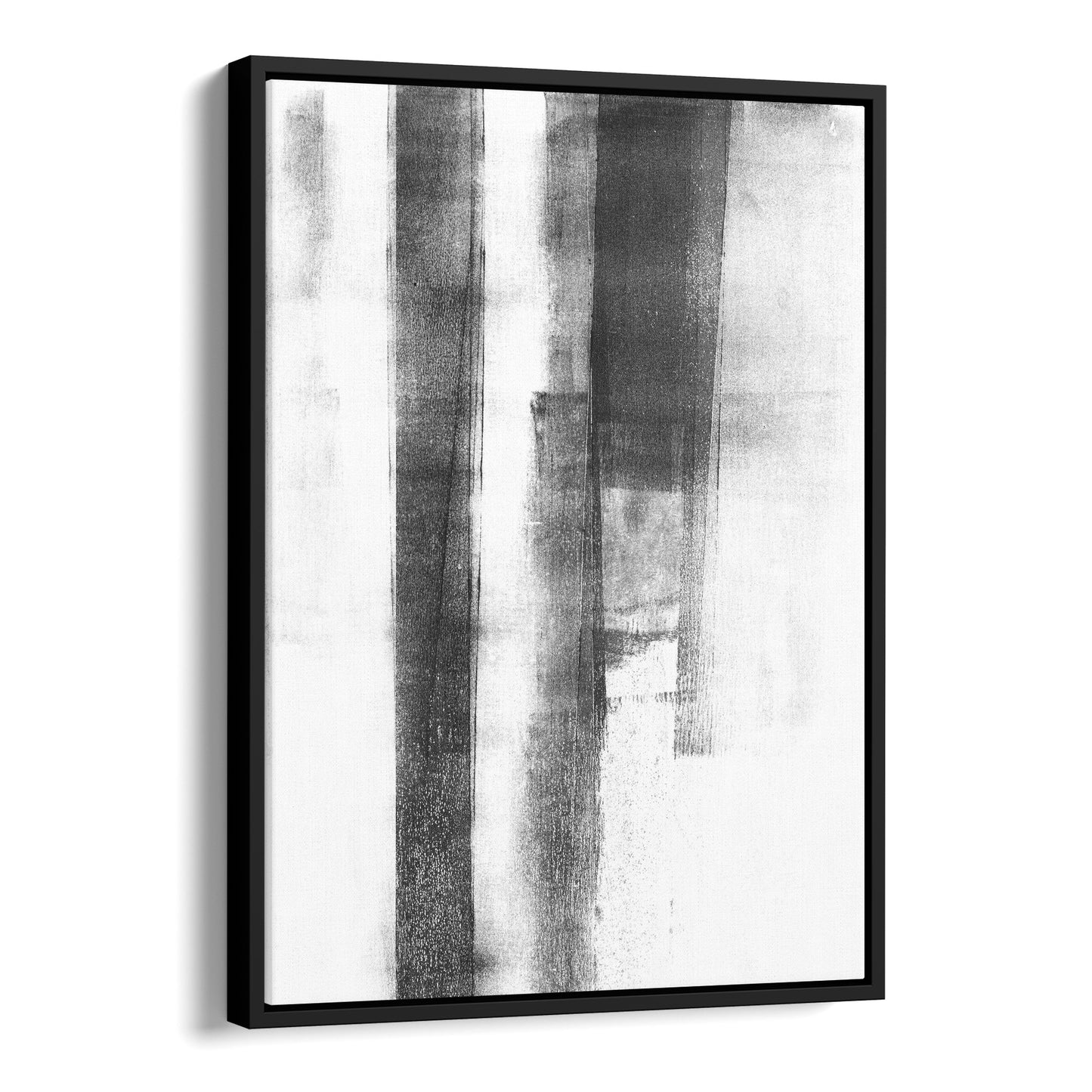 Black and White Distressed Industrial Abstract Monotype Reproduction Print