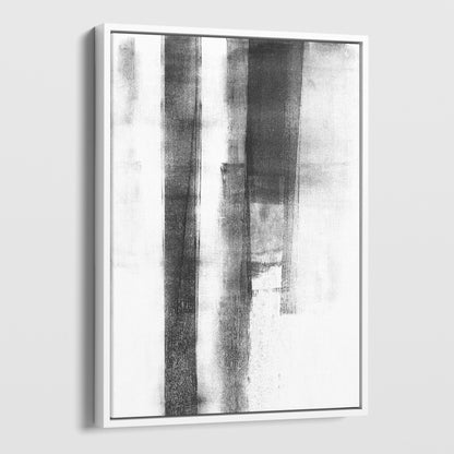 Black and White Distressed Industrial Abstract Monotype Reproduction Print