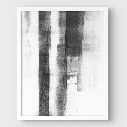 Black and White Distressed Industrial Abstract Monotype Reproduction Print