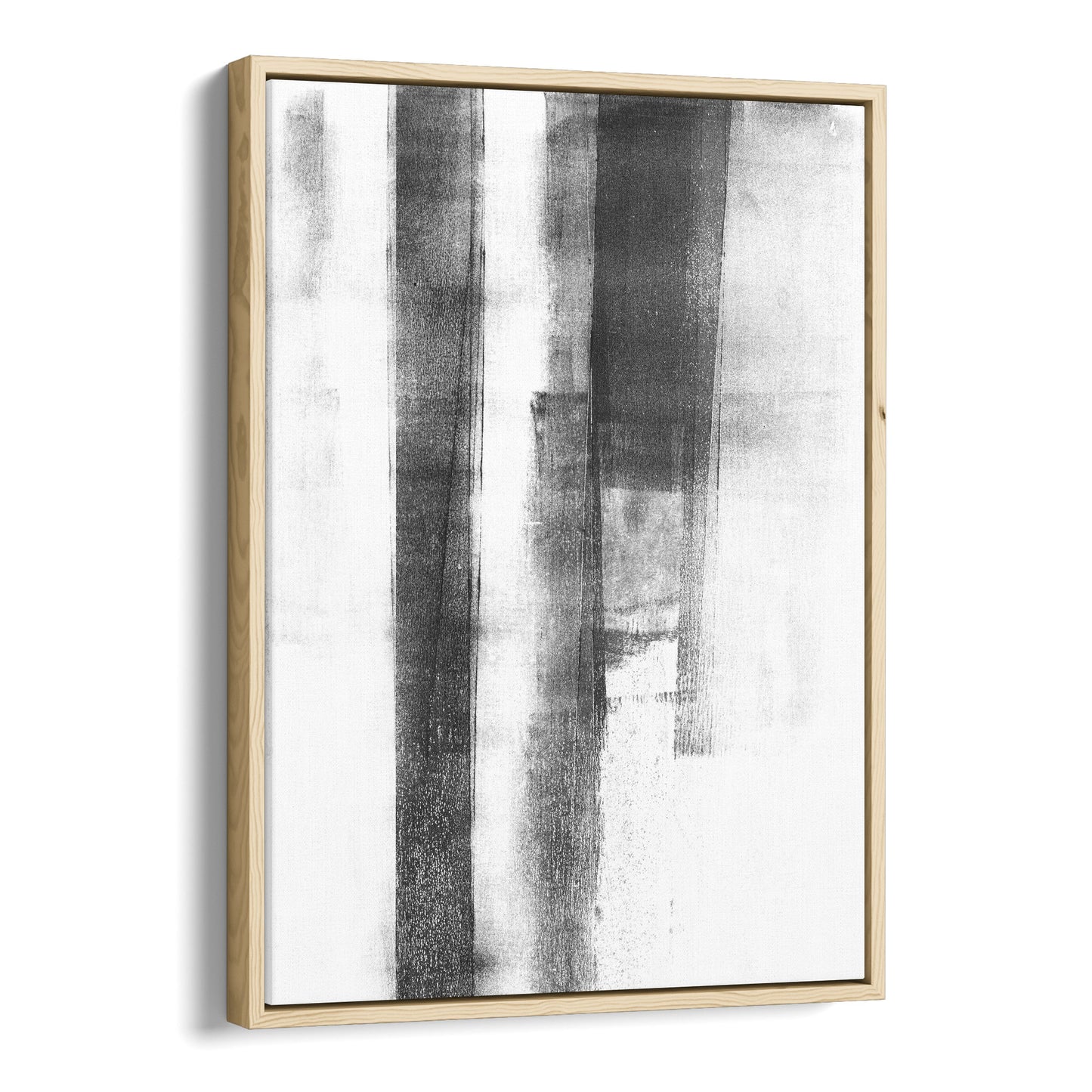 Black and White Distressed Industrial Abstract Monotype Reproduction Print