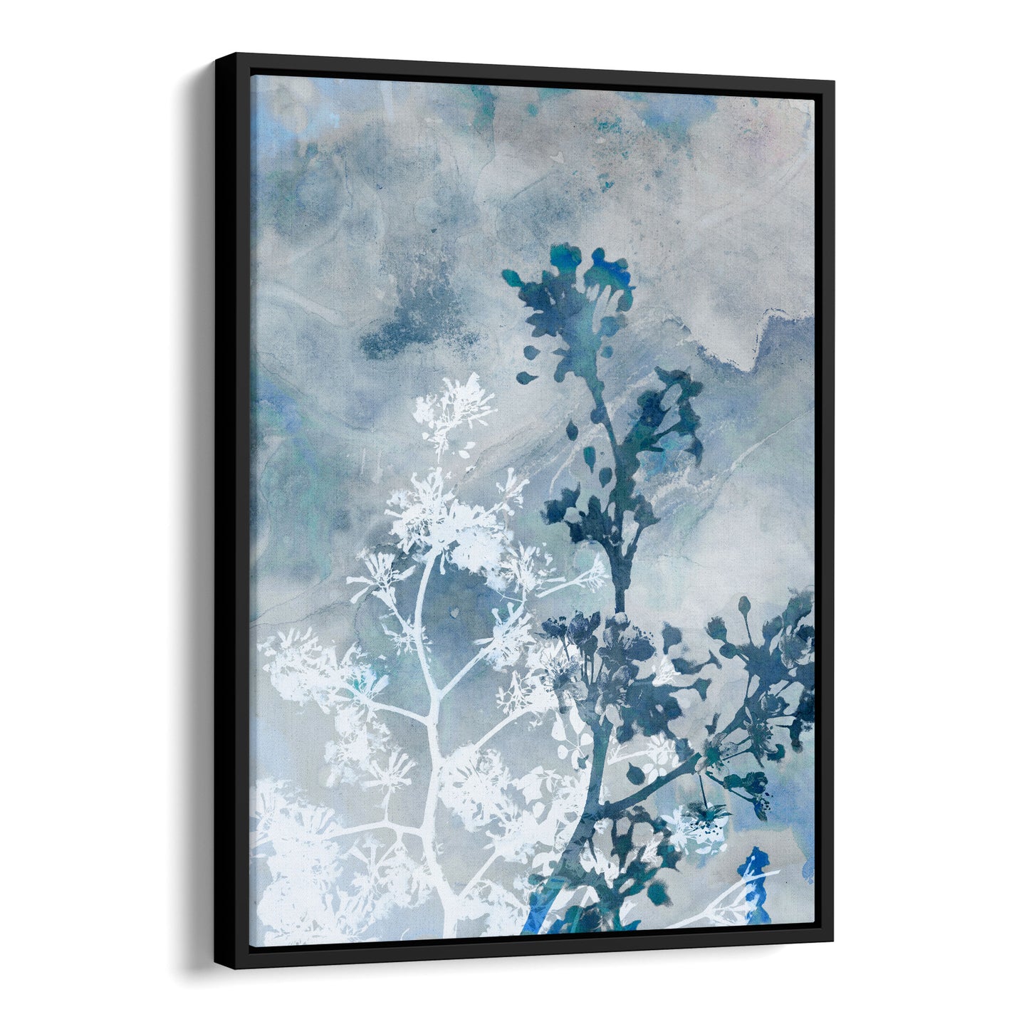 Blue and Grey Watercolor Flower Painting Botanical Print