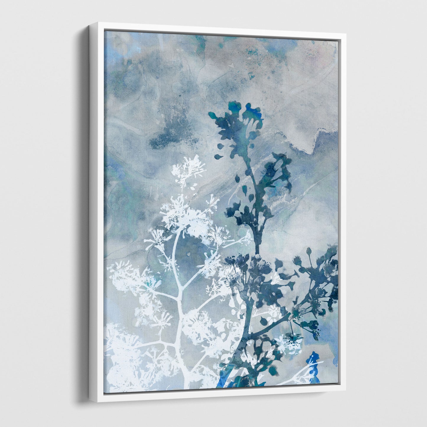 Blue and Grey Watercolor Flower Painting Botanical Print