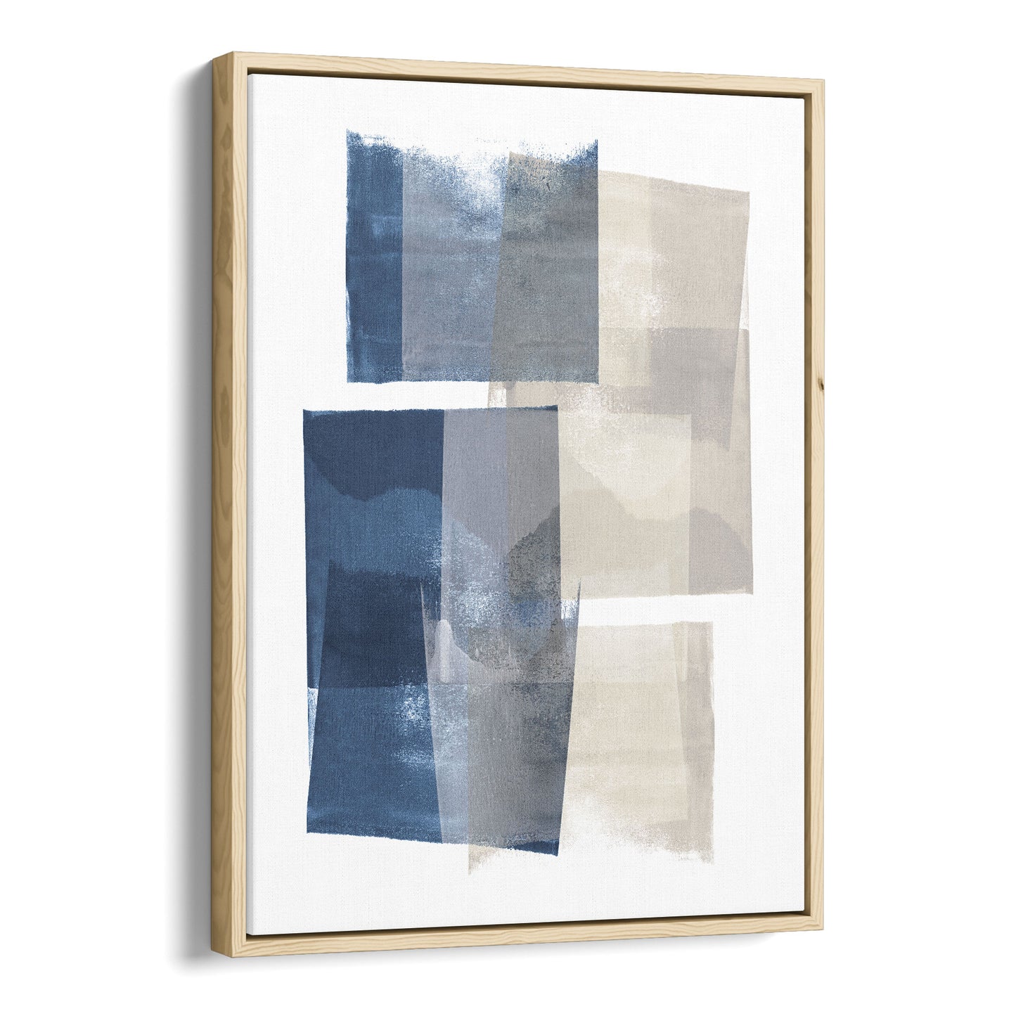 Blue and Beige Blocks Geometric Abstract Painting Print