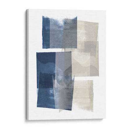 Blue and Beige Blocks Geometric Abstract Painting Print