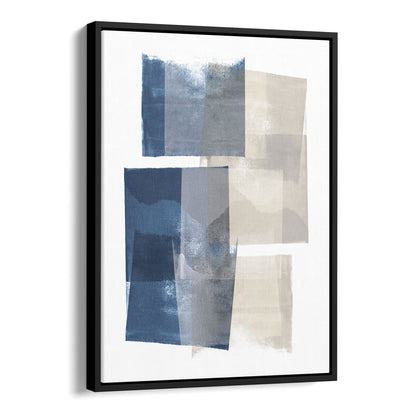 Blue and Beige Blocks Geometric Abstract Painting Print