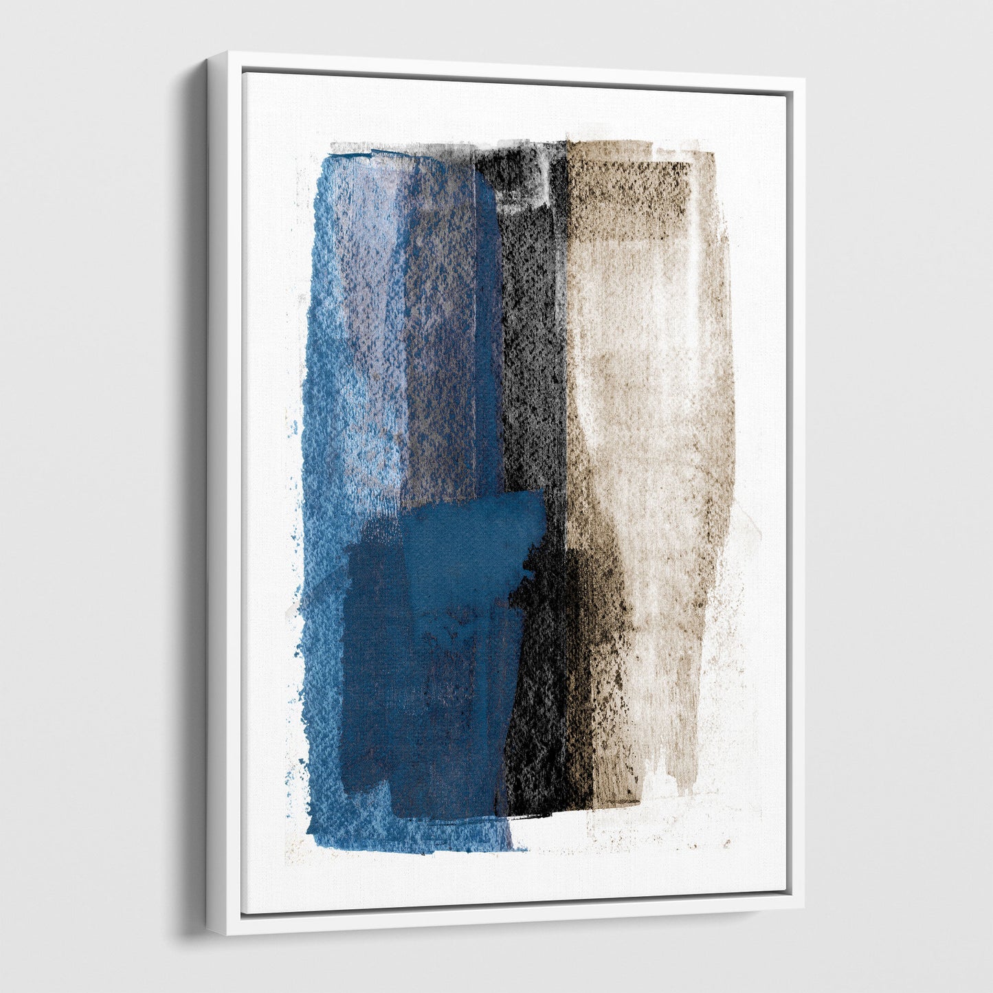 Blue on Black Minimalist Abstract Painting Print