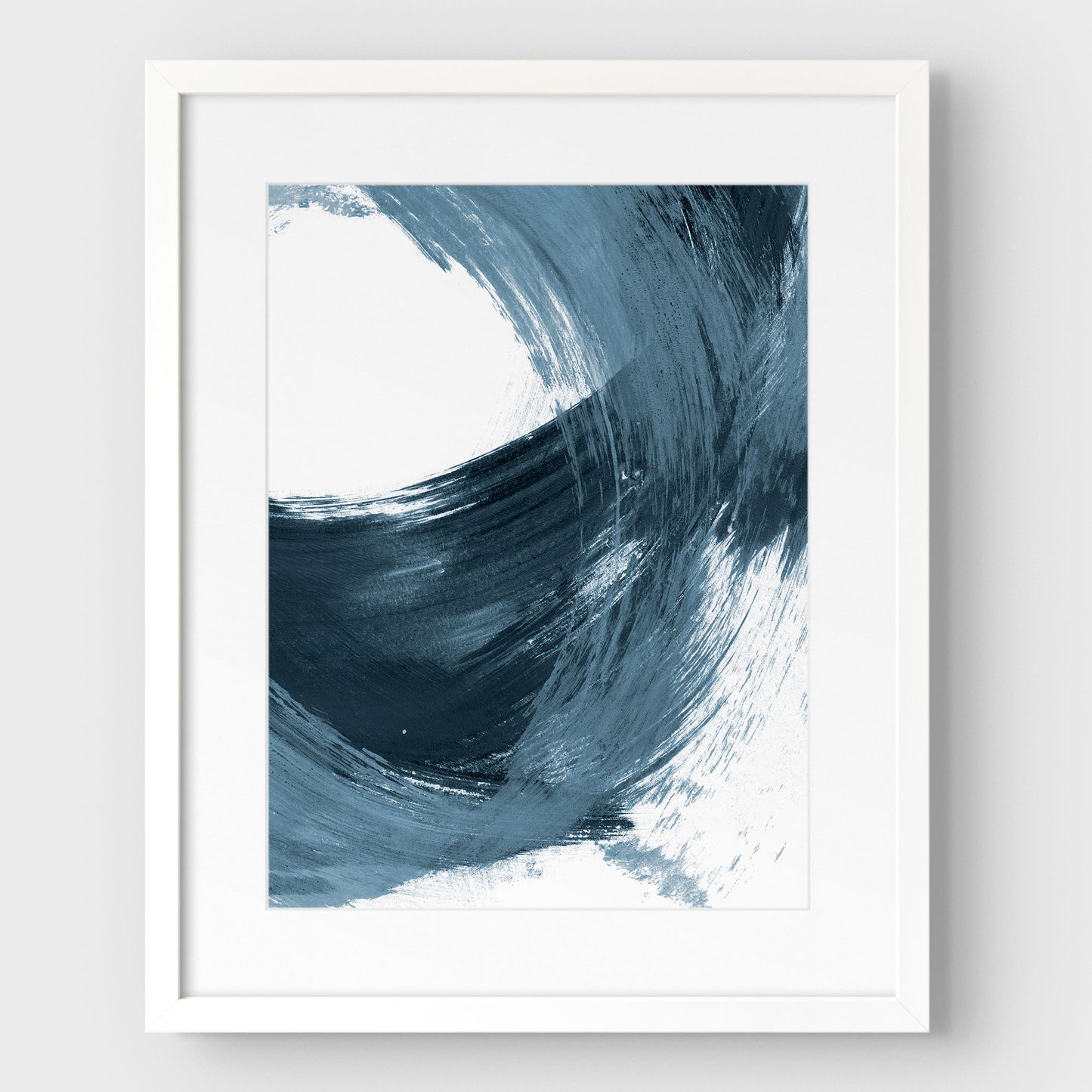 Blue Curved Brushstrokes II Print