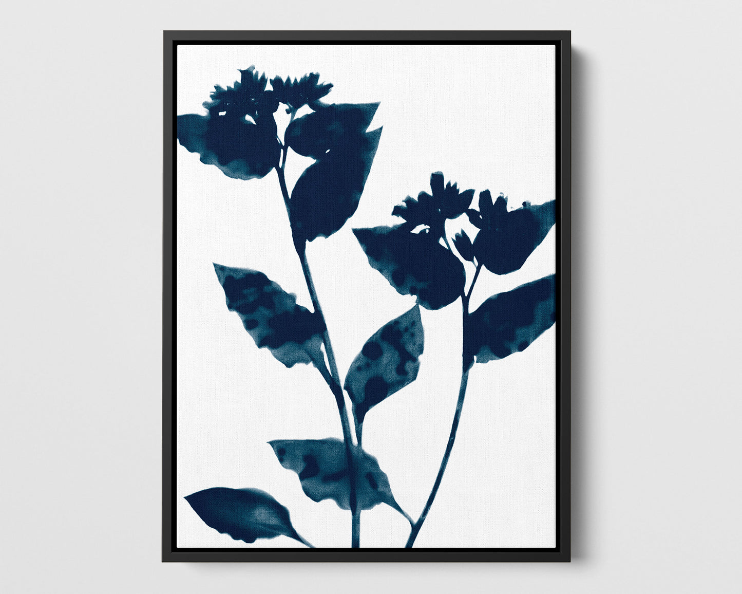 Dark Blue Flower Silhouette Print