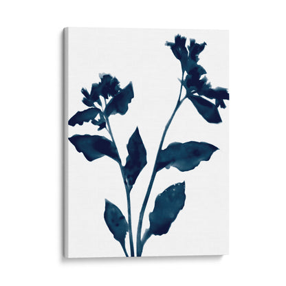 Floral Silhouette Dark Blue Botanical Print