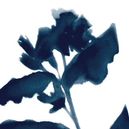 Floral Silhouette Dark Blue Botanical Print