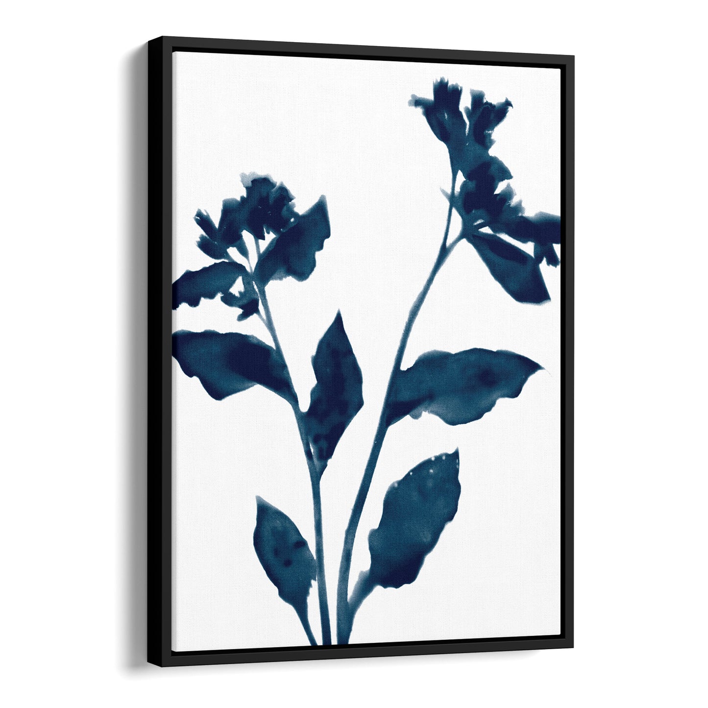 Floral Silhouette Dark Blue Botanical Print