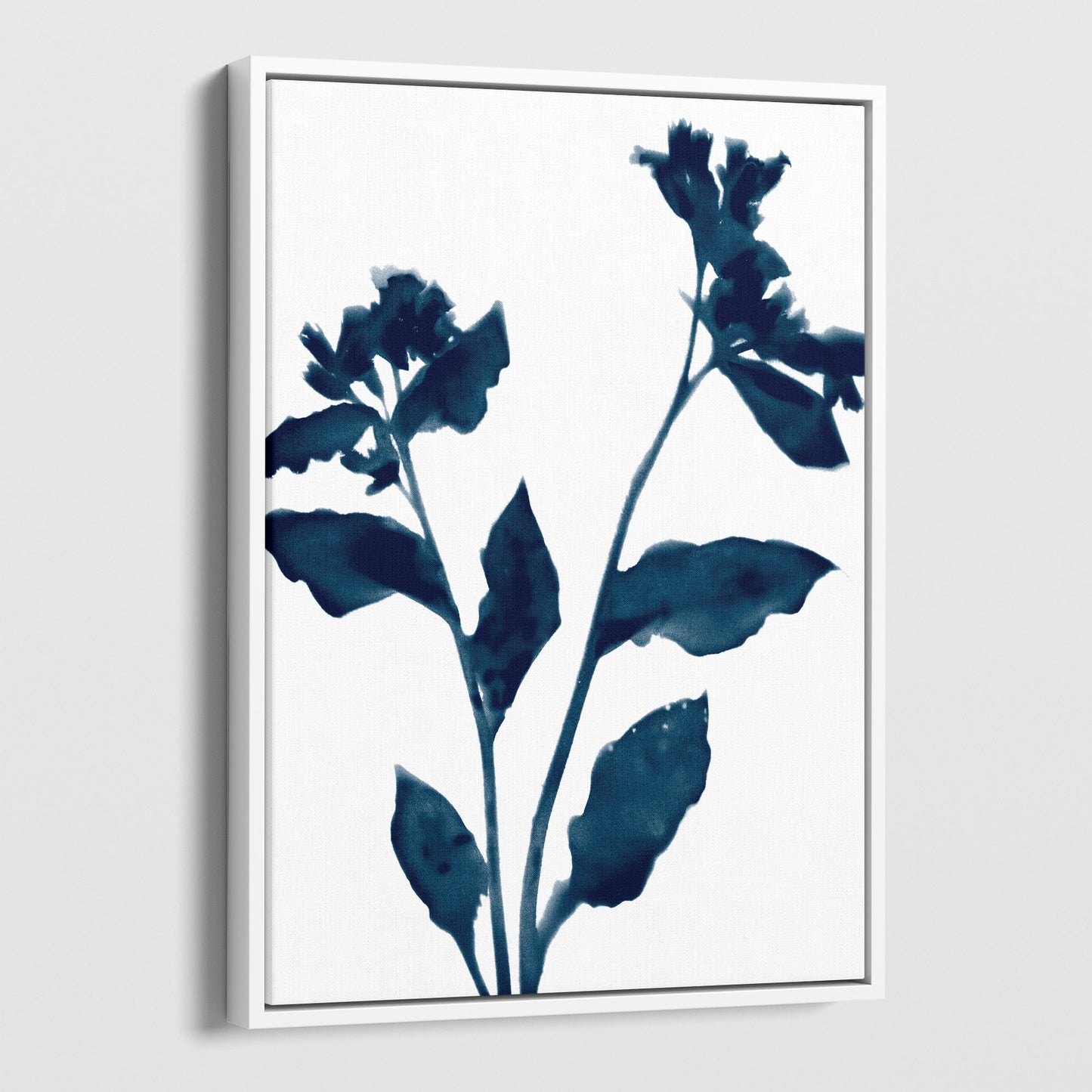 Floral Silhouette Dark Blue Botanical Print