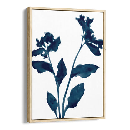 Floral Silhouette Dark Blue Botanical Print