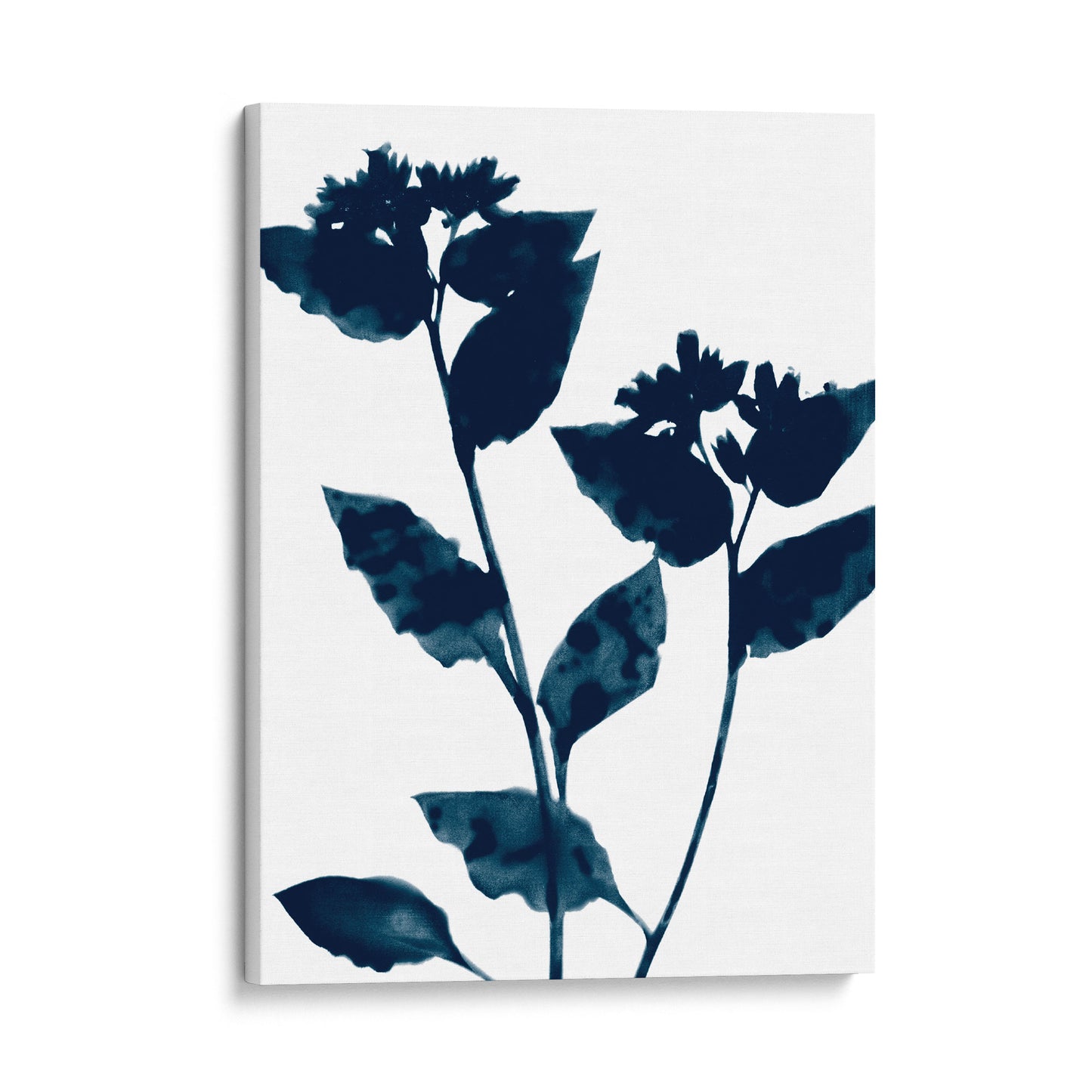 Dark Blue Flower Silhouette Botanical Print