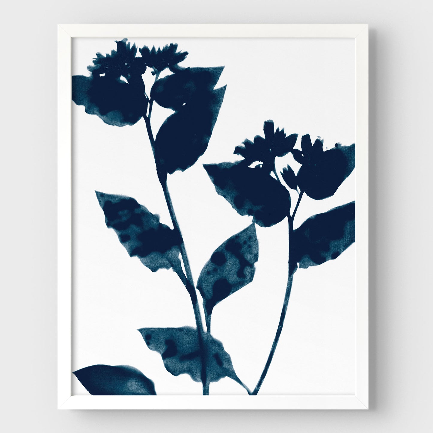 Dark Blue Flower Silhouette Botanical Print