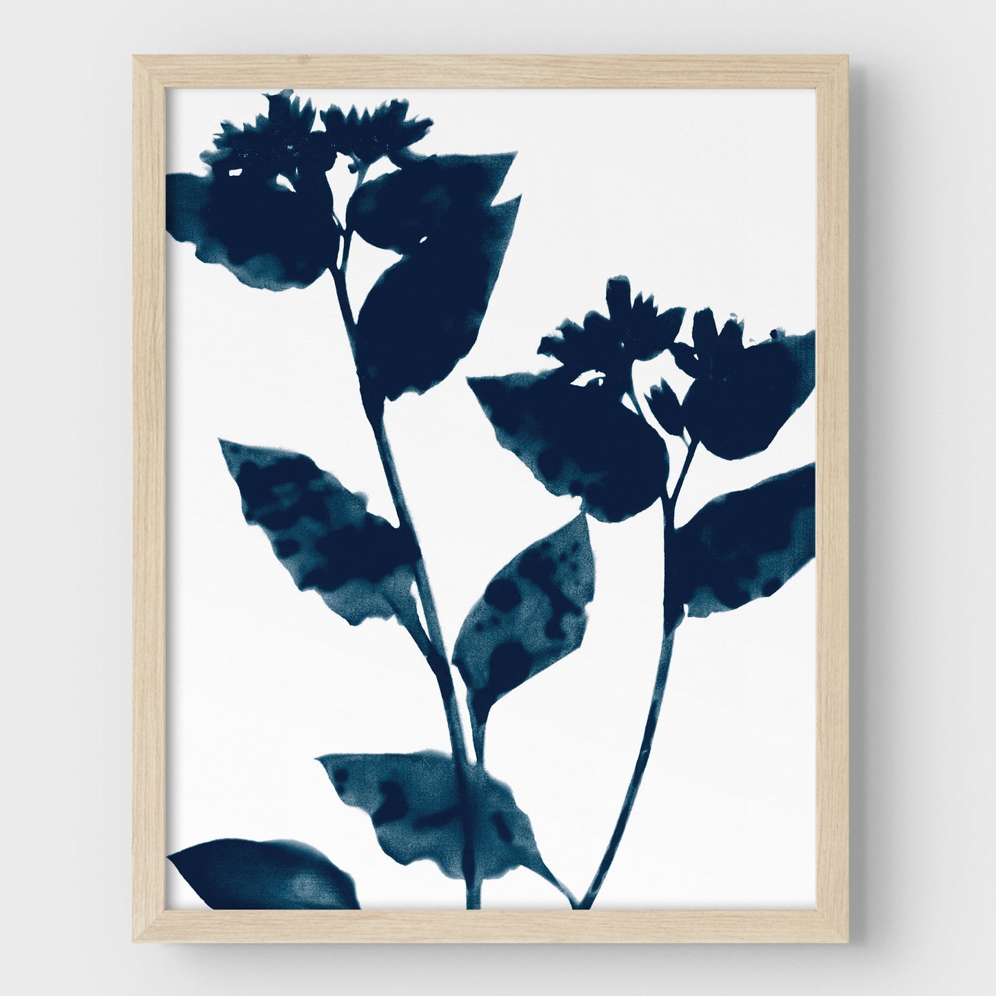 Dark Blue Flower Silhouette Botanical Print